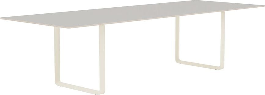Stôl Muuto linoleum pieskovo hnedé nohy 295 x 108 cm sivý
