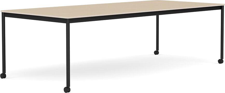 Stôl na kolieskach Base lakovaná dubová dyha nohy čierne 110 x 250 cm