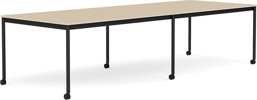 Stôl na kolieskach Base lakovaná dubová dyha nohy čierne 110 x 300 cm