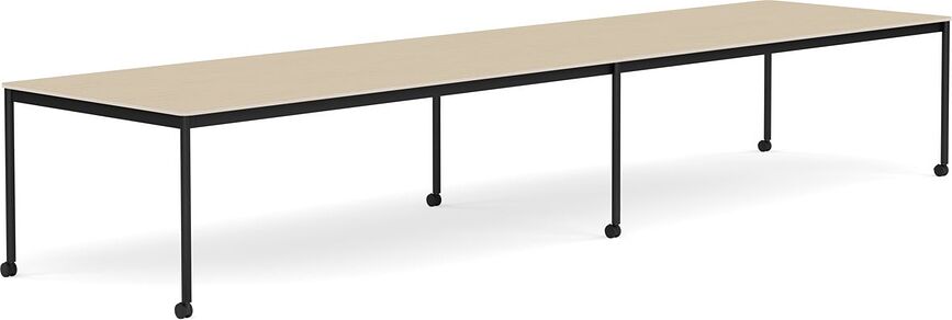 Stôl na kolieskach Base lakovaná dubová dyha nohy čierne 110 x 440 cm