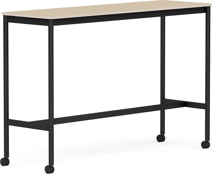 Stôl na kolieskach Base lakovaná dubová dyha nohy čierne 50 x 160 x 105 cm