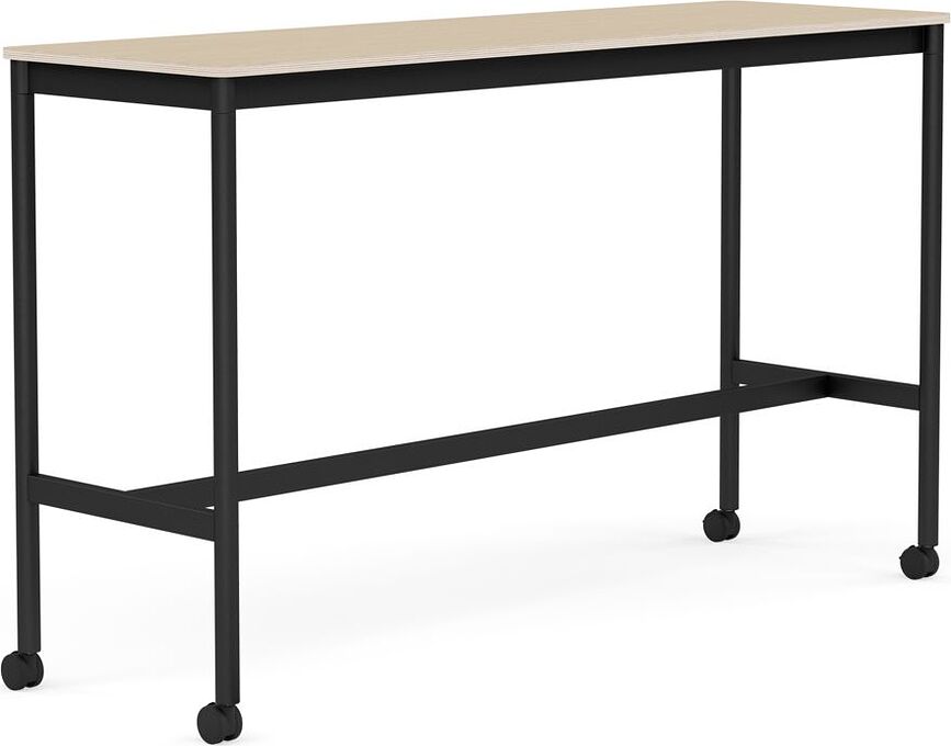 Stôl na kolieskach Base lakovaná dubová dyha nohy čierne 50 x 160 x 95 cm