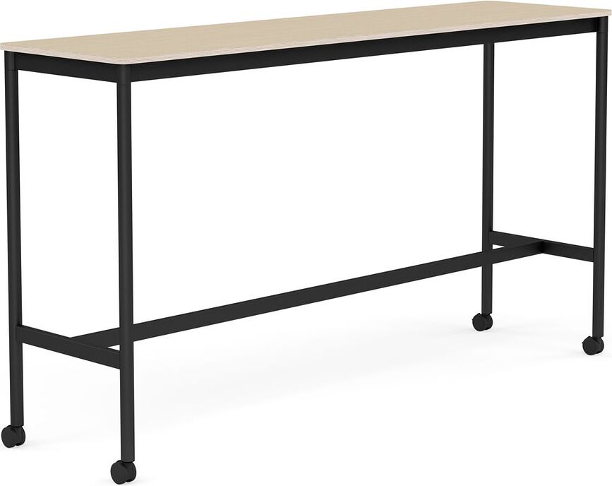 Stôl na kolieskach Base lakovaná dubová dyha nohy čierne 50 x 190 x 105 cm