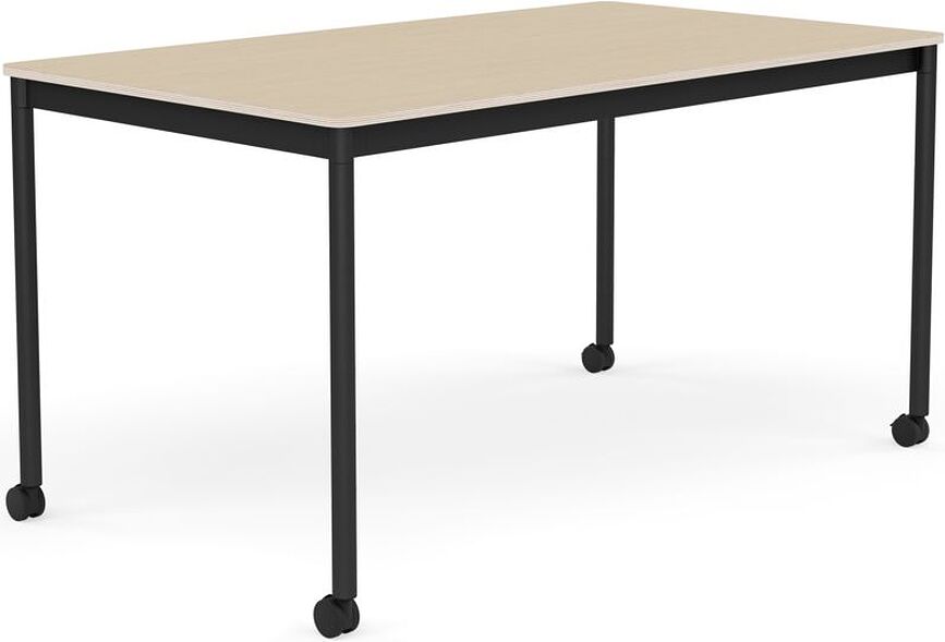 Stôl na kolieskach Base lakovaná dubová dyha nohy čierne 80 x 140 cm