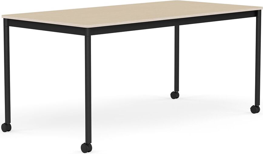 Stôl na kolieskach Base lakovaná dubová dyha nohy čierne 80 x 160 cm