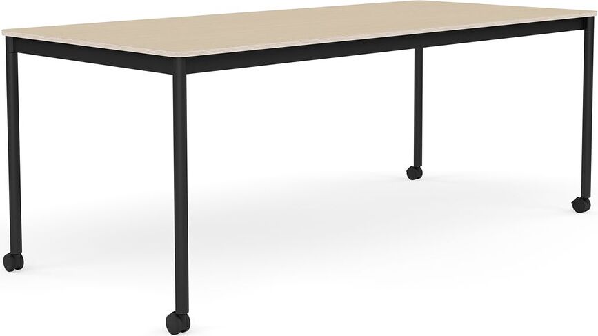 Stôl na kolieskach Base lakovaná dubová dyha nohy čierne 85 x 190 cm