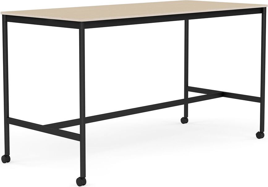 Stôl na kolieskach Base lakovaná dubová dyha nohy čierne 85 x 190 x 105 cm