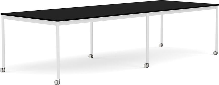 Stôl na kolieskach Base laminovaný ABS biele nohy 110 x 300 cm čierny