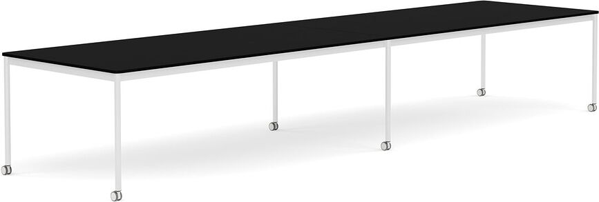 Stôl na kolieskach Base laminovaný ABS biele nohy 110 x 440 cm čierny