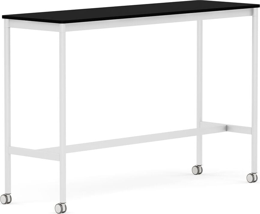 Stôl na kolieskach Base laminovaný ABS biele nohy 50 x 160 x 105 cm čierny