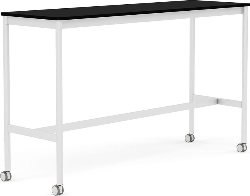 Stôl na kolieskach Base laminovaný ABS biele nohy 50 x 160 x 95 cm čierny