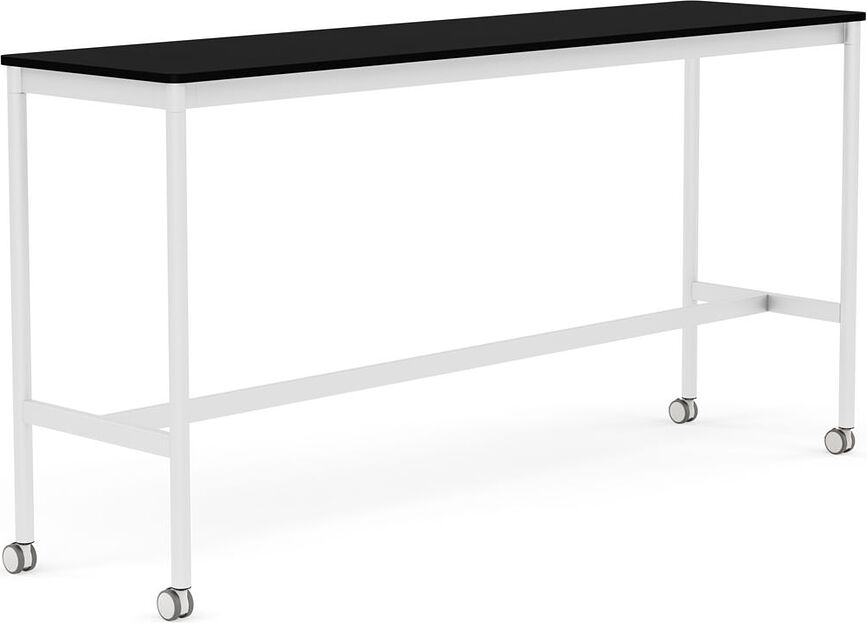 Stôl na kolieskach Base laminovaný ABS biele nohy 50 x 190 x 95 cm čierny