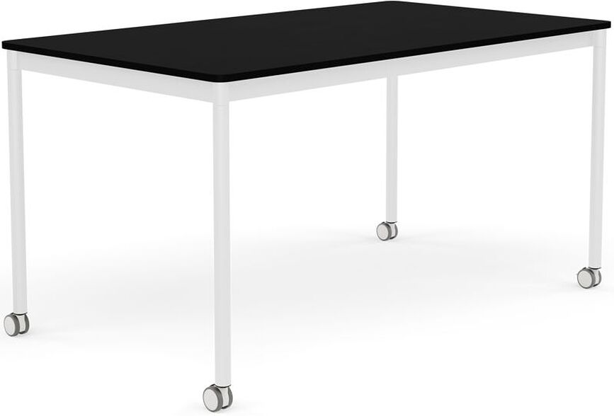 Stôl na kolieskach Base laminovaný ABS biele nohy 80 x 140 cm čierny