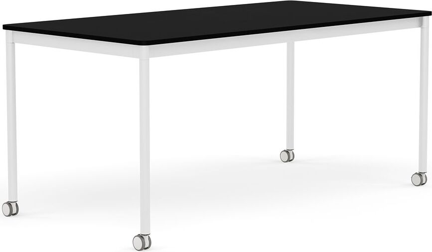 Stôl na kolieskach Base laminovaný ABS biele nohy 80 x 160 cm čierny
