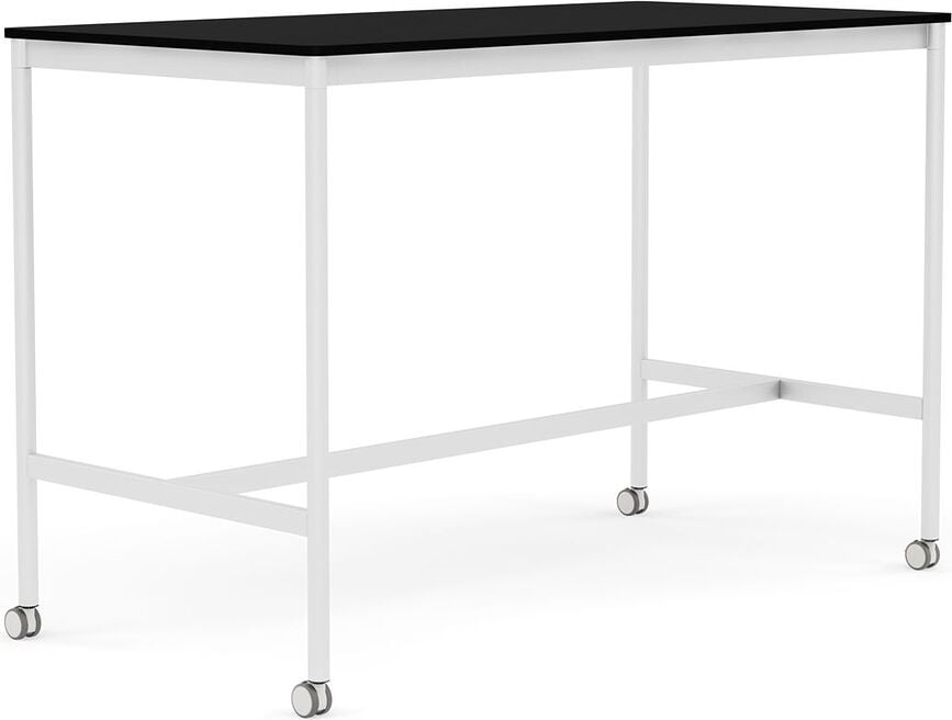 Stôl na kolieskach Base laminovaný ABS biele nohy 80 x 160 x 105 cm čierny