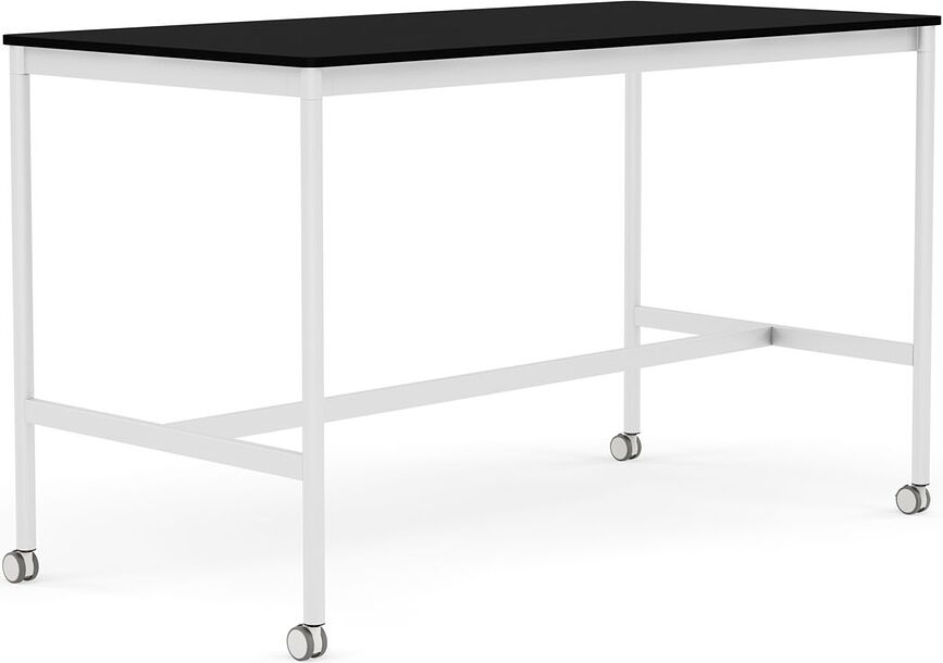 Stôl na kolieskach Base laminovaný ABS biele nohy 80 x 160 x 95 cm čierny