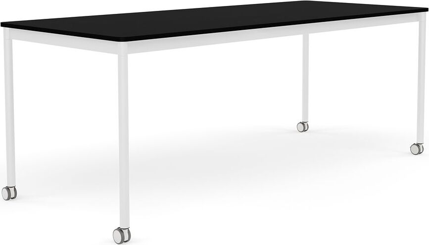 Stôl na kolieskach Base laminovaný ABS biele nohy 80 x 190 cm čierny