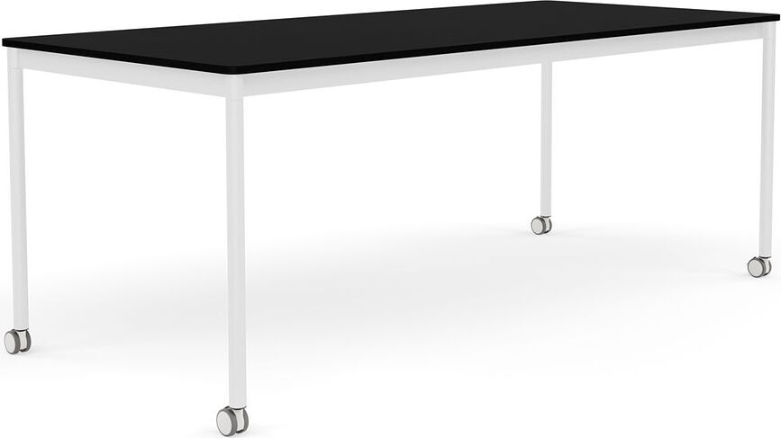 Stôl na kolieskach Base laminovaný ABS biele nohy 85 x 190 cm čierny