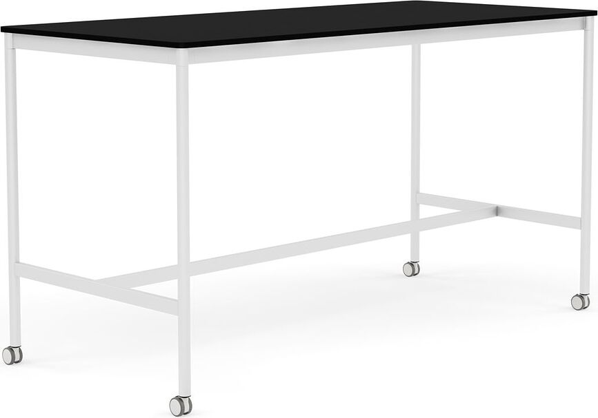 Stôl na kolieskach Base laminovaný ABS biele nohy 85 x 190 x 105 cm čierny