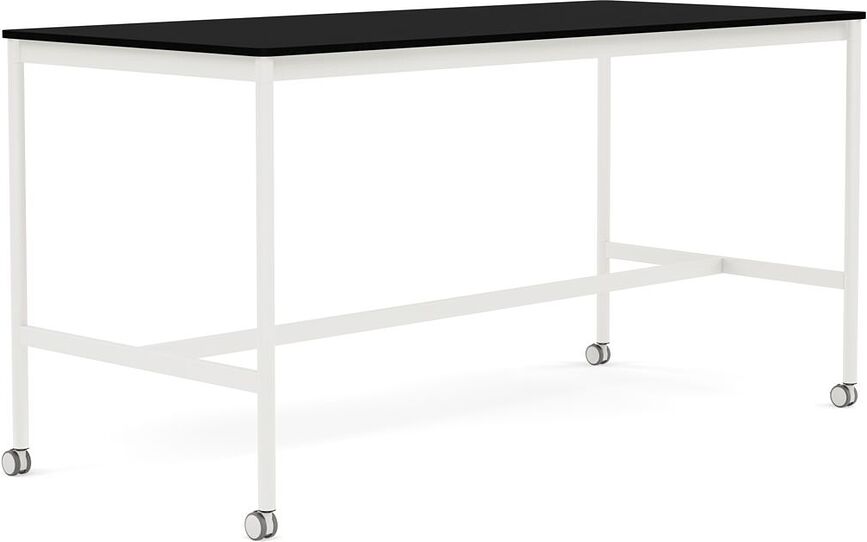 Stôl na kolieskach Base laminovaný ABS biele nohy 85 x 190 x 95 cm čierny