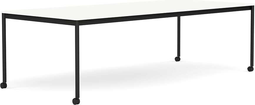 Stôl na kolieskach Base laminovaný ABS nohy čierne 110 x 250 cm biely