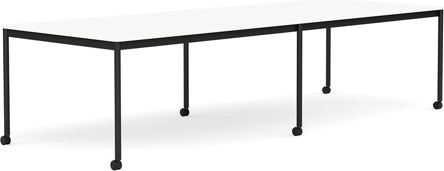Stôl na kolieskach Base laminovaný ABS nohy čierne 110 x 300 cm biely