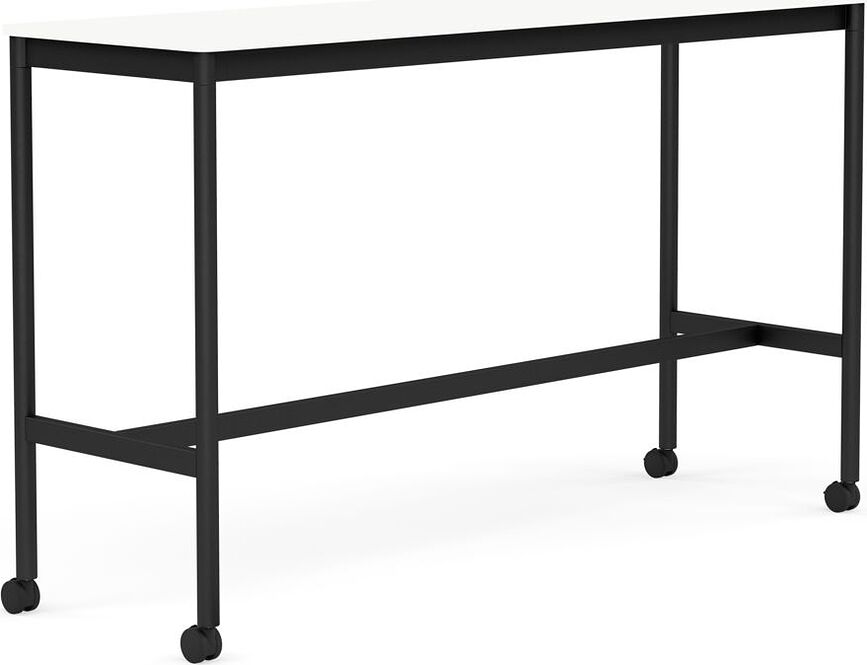Stôl na kolieskach Base laminovaný ABS nohy čierne 50 x 160 x 95 cm biely