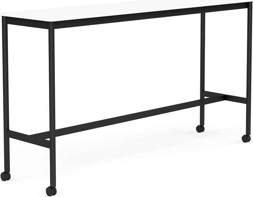 Stôl na kolieskach Base laminovaný ABS nohy čierne 50 x 190 x 105 cm biely