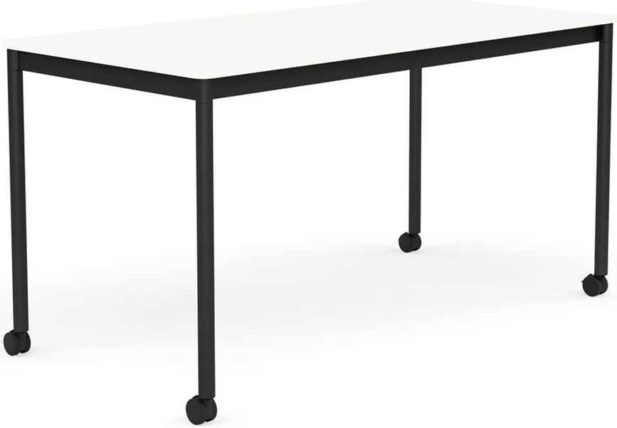 Stôl na kolieskach Base laminovaný ABS nohy čierne 70 x 140 cm biely