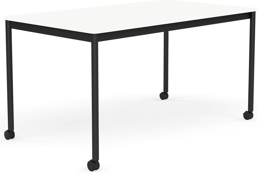 Stôl na kolieskach Base laminovaný ABS nohy čierne 80 x 140 cm biely