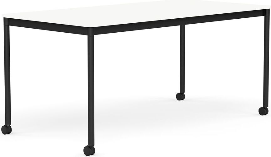 Stôl na kolieskach Base laminovaný ABS nohy čierne 80 x 160 cm biely