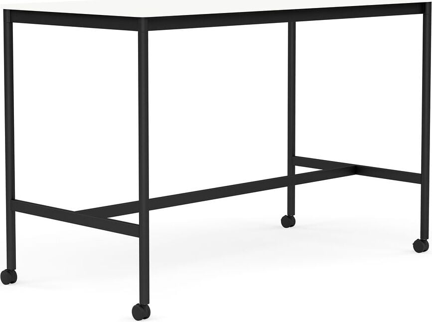 Stôl na kolieskach Base laminovaný ABS nohy čierne 80 x 160 x 105 cm biely