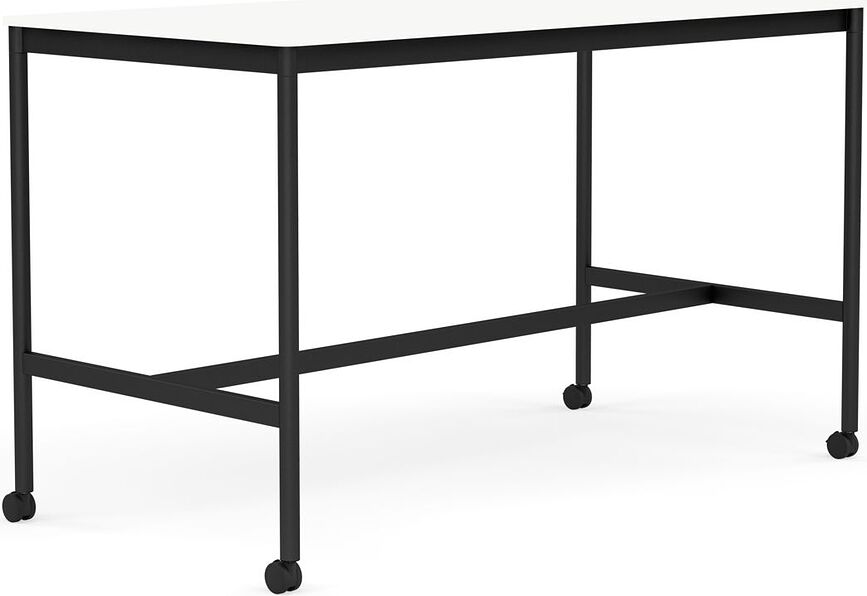 Stôl na kolieskach Base laminovaný ABS nohy čierne 80 x 160 x 95 cm biely