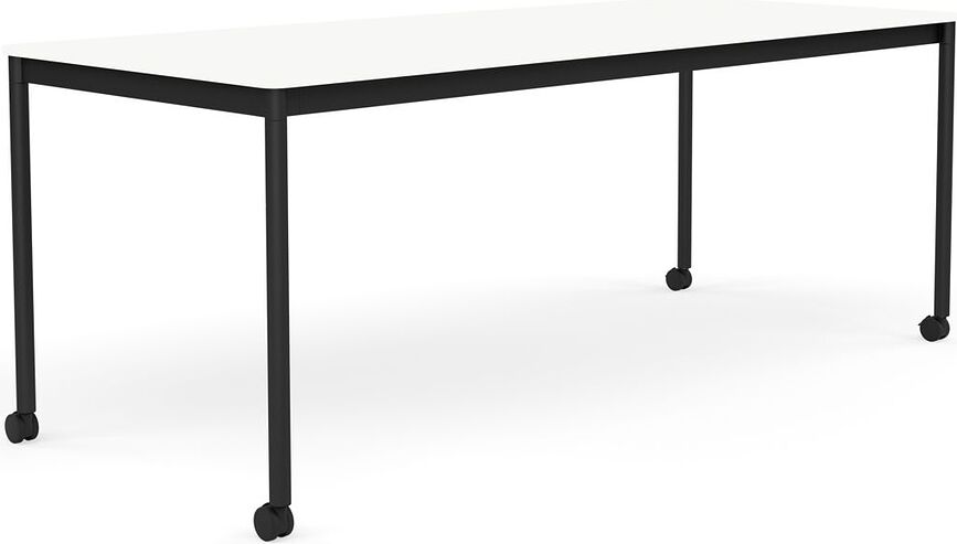 Stôl na kolieskach Base laminovaný ABS nohy čierne 80 x 190 cm biely