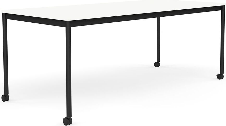 Stôl na kolieskach Base laminovaný ABS nohy čierne 85 x 190 cm biely