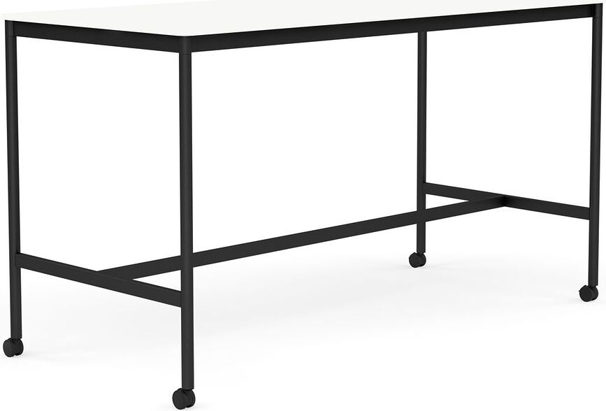 Stôl na kolieskach Base laminovaný ABS nohy čierne 85 x 190 x 105 cm biely