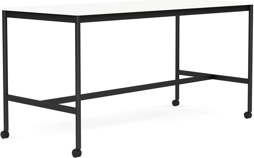 Stôl na kolieskach Base laminovaný ABS nohy čierne 85 x 190 x 95 cm biely