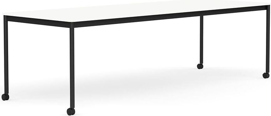 Stôl na kolieskach Base laminovaný ABS nohy čierne 90 x 250 cm biely