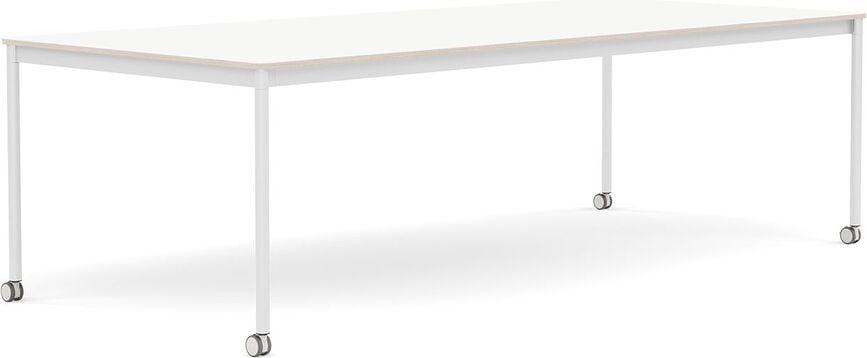 Stôl na kolieskach Base laminovaný biele nohy 110 x 250 cm biely