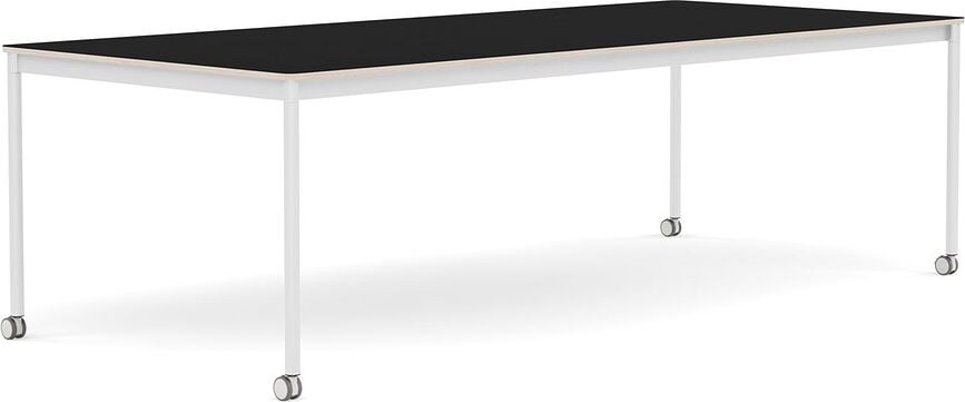 Stôl na kolieskach Base laminovaný biele nohy 110 x 250 cm čierny