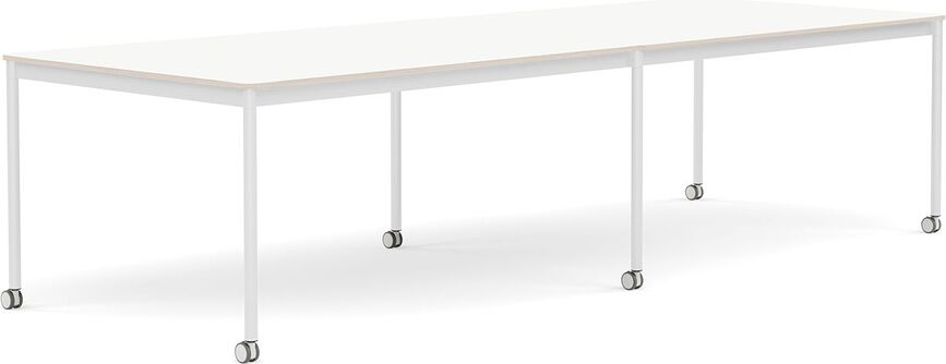 Stôl na kolieskach Base laminovaný biele nohy 110 x 300 cm biely