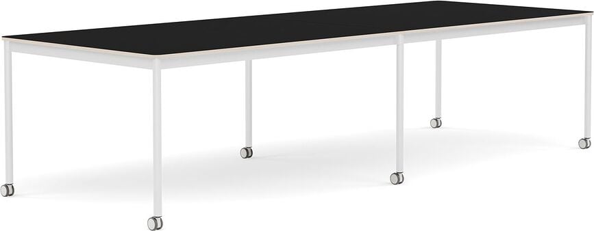 Stôl na kolieskach Base laminovaný biele nohy 110 x 300 cm čierny