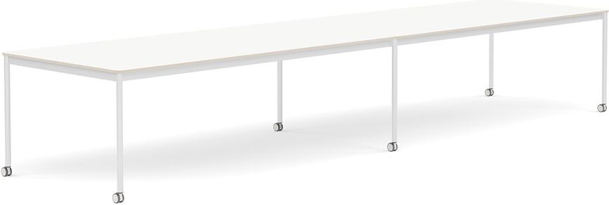 Stôl na kolieskach Base laminovaný biele nohy 110 x 440 cm biely