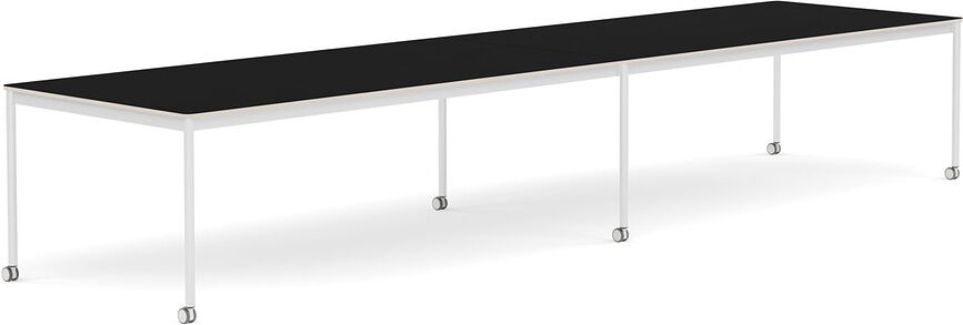 Stôl na kolieskach Base laminovaný biele nohy 110 x 440 cm čierny