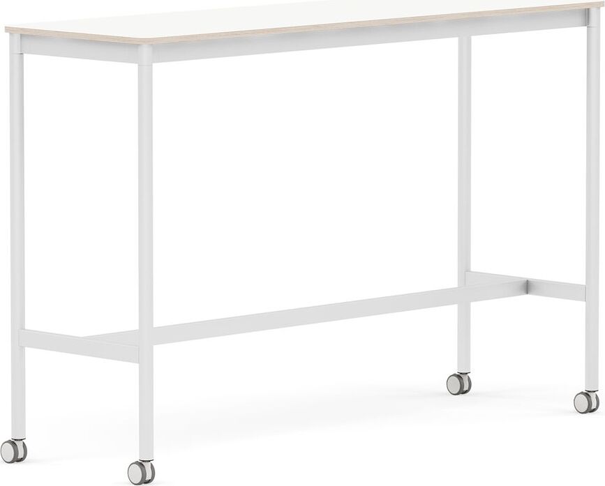Stôl na kolieskach Base laminovaný biele nohy 50 x 160 x 105 cm biely