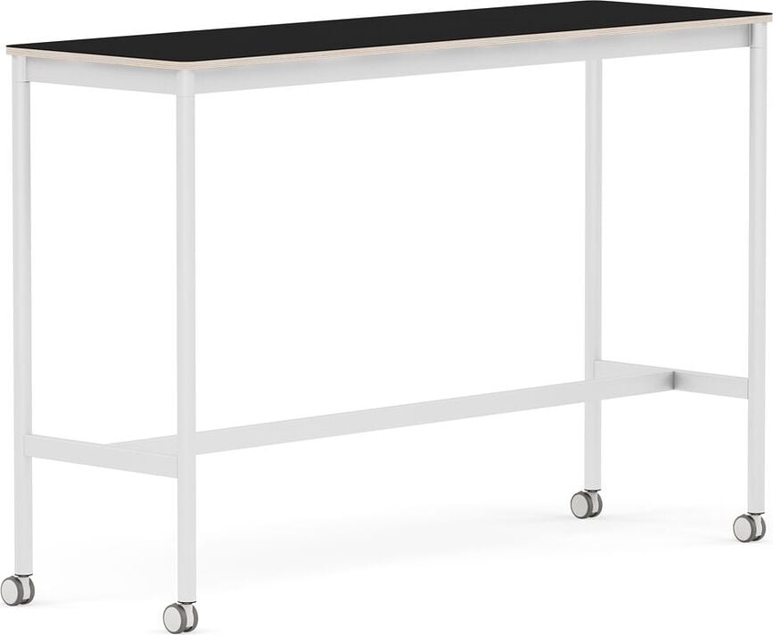 Stôl na kolieskach Base laminovaný biele nohy 50 x 160 x 105 cm čierny