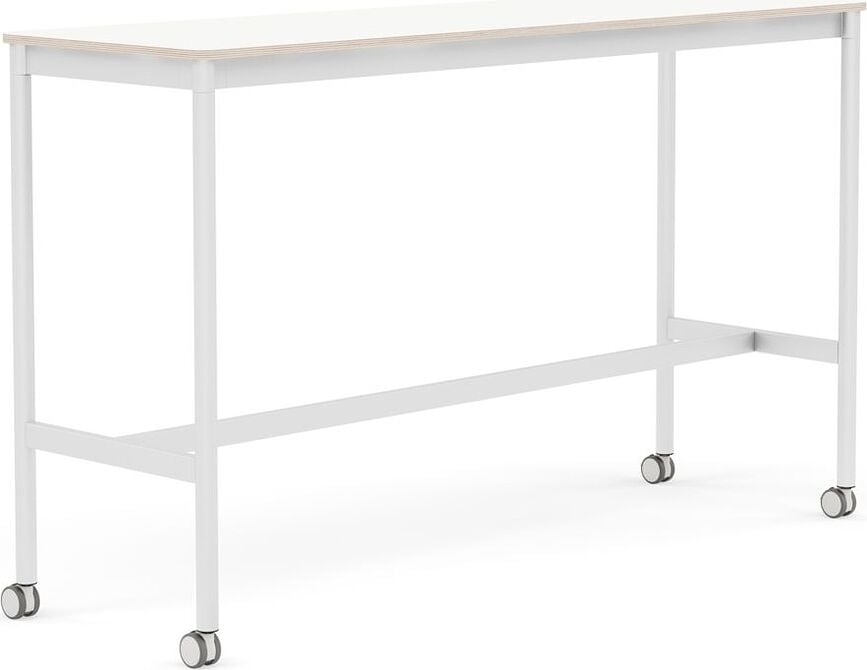 Stôl na kolieskach Base laminovaný biele nohy 50 x 160 x 95 cm biely