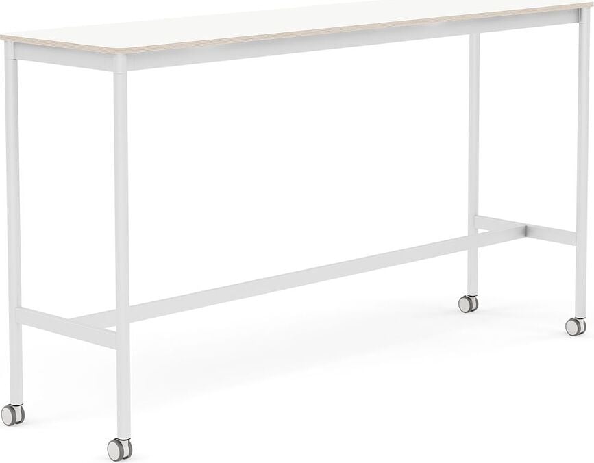 Stôl na kolieskach Base laminovaný biele nohy 50 x 190 x 105 cm biely