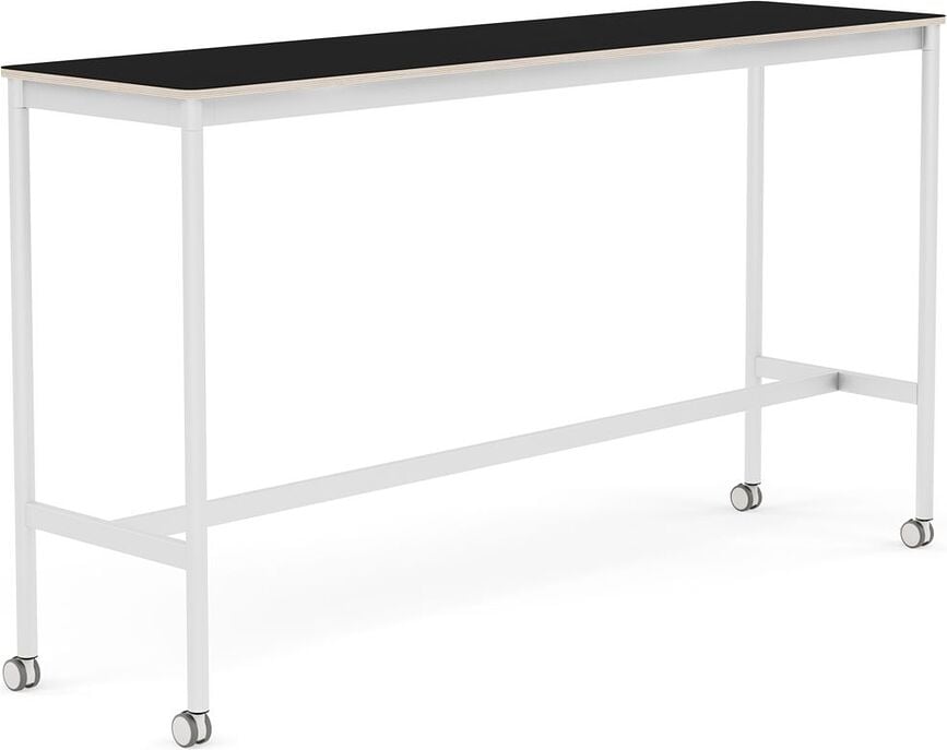 Stôl na kolieskach Base laminovaný biele nohy 50 x 190 x 105 cm čierny