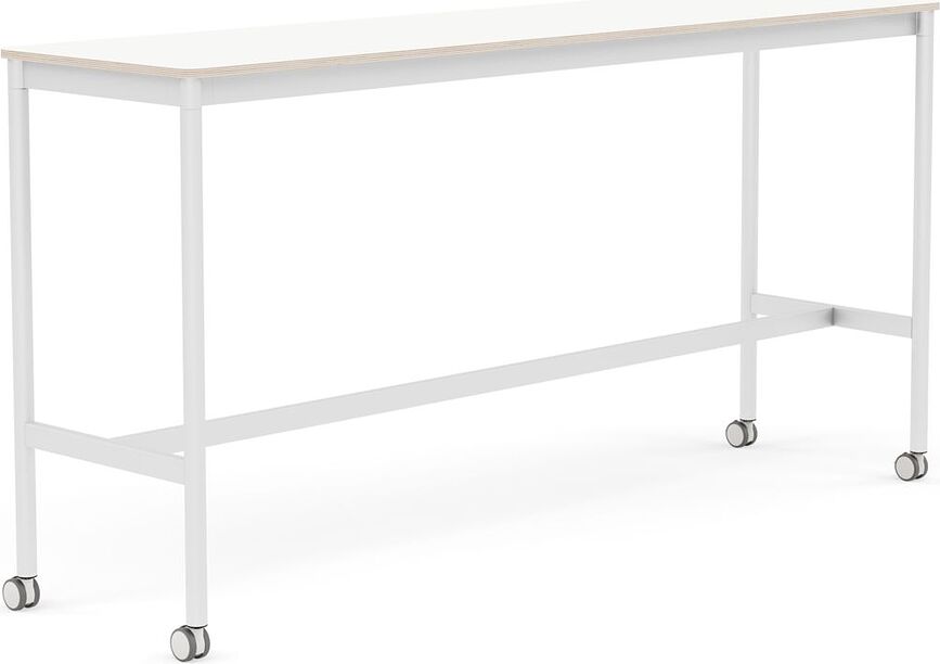 Stôl na kolieskach Base laminovaný biele nohy 50 x 190 x 95 cm biely